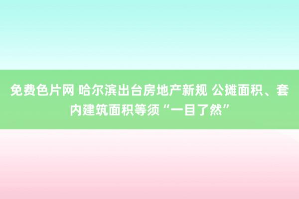 免费色片网 哈尔滨出台房地产新规 公摊面积、套内建筑面积等须“一目了然”