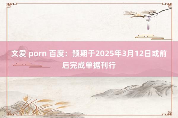 文爱 porn 百度：预期于2025年3月12日或前后完成单据刊行