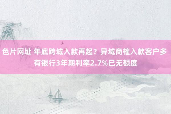 色片网址 年底跨城入款再起？异域商榷入款客户多 有银行3年期利率2.7%已无额度